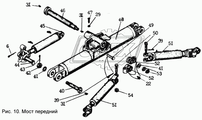 Мост передний (Установка цилиндров)