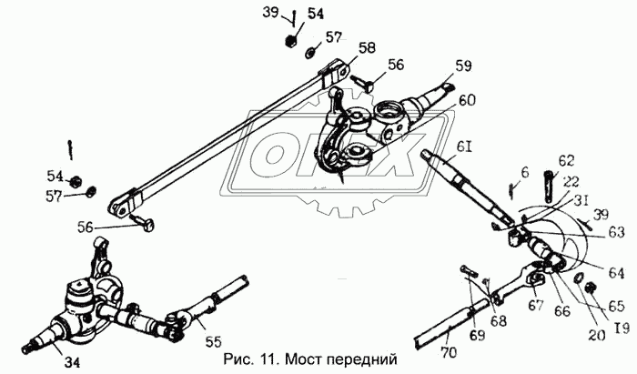 Мост передний (Рулевые тяги)