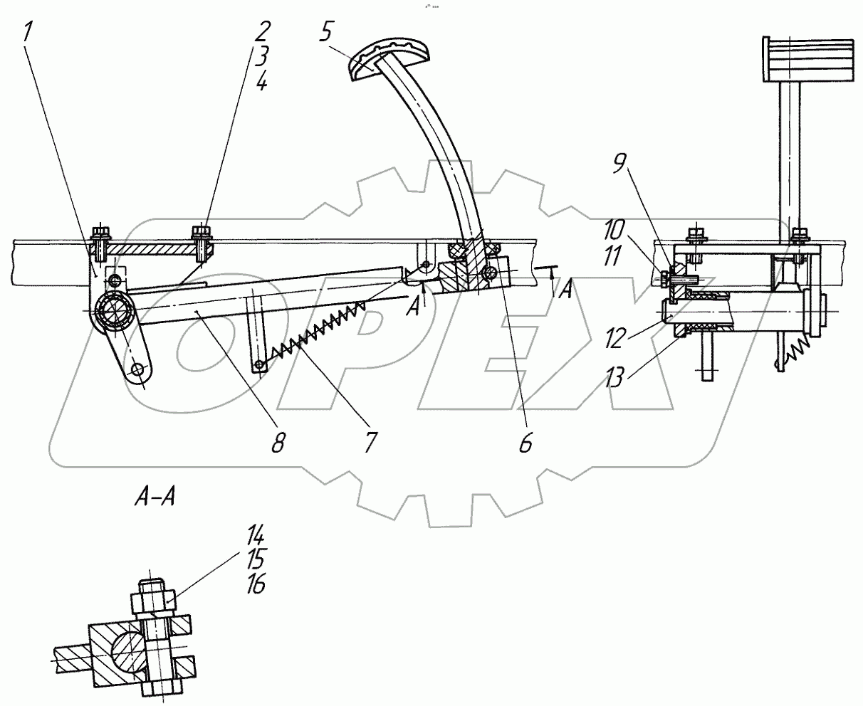  Установка педали сцепления