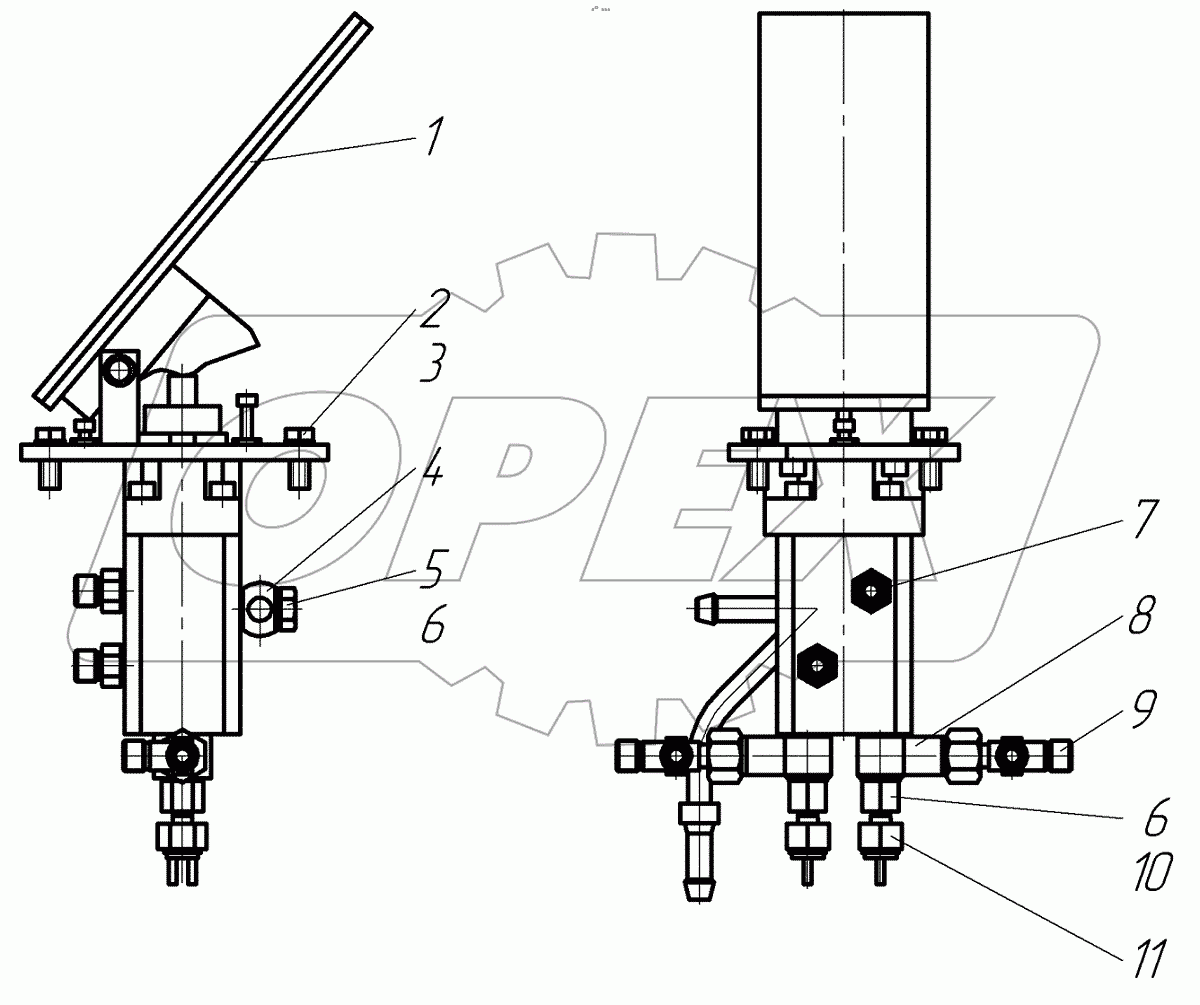 Установка педали тормоза