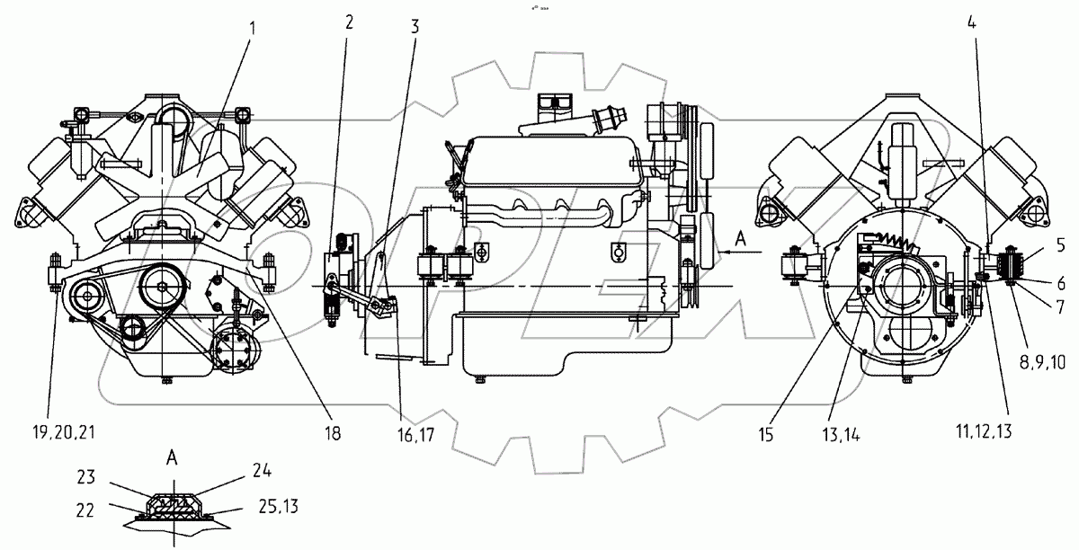  Установка двигателя