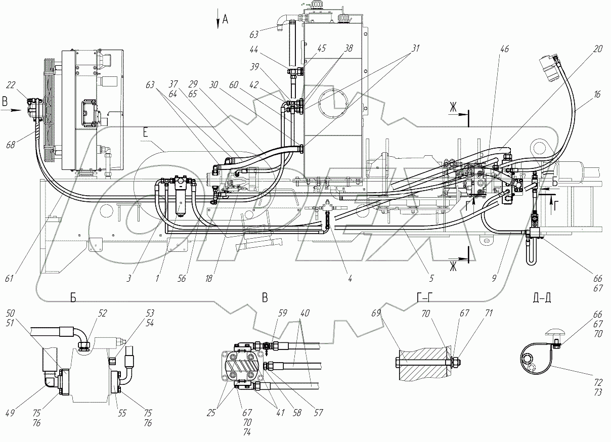  Гидросистема рамы подмоторной