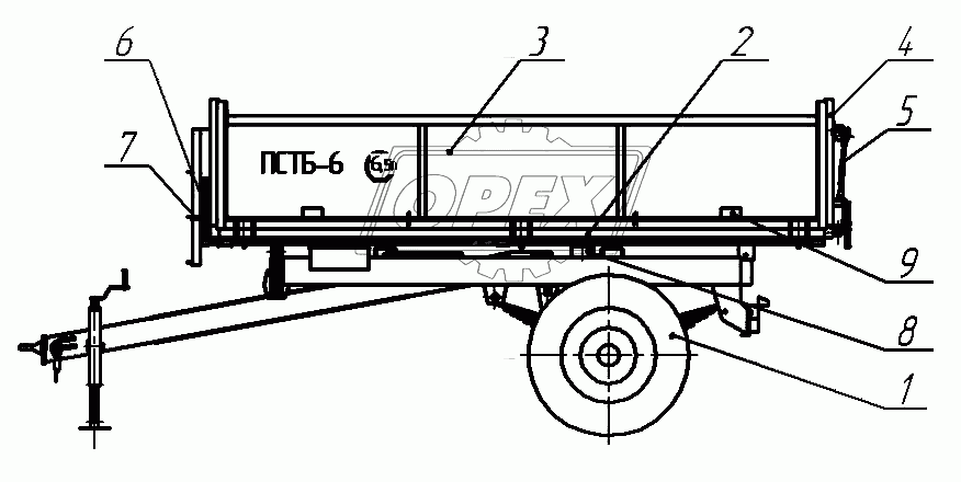 Полуприцеп самосвальный тракторный ПСТБ-6