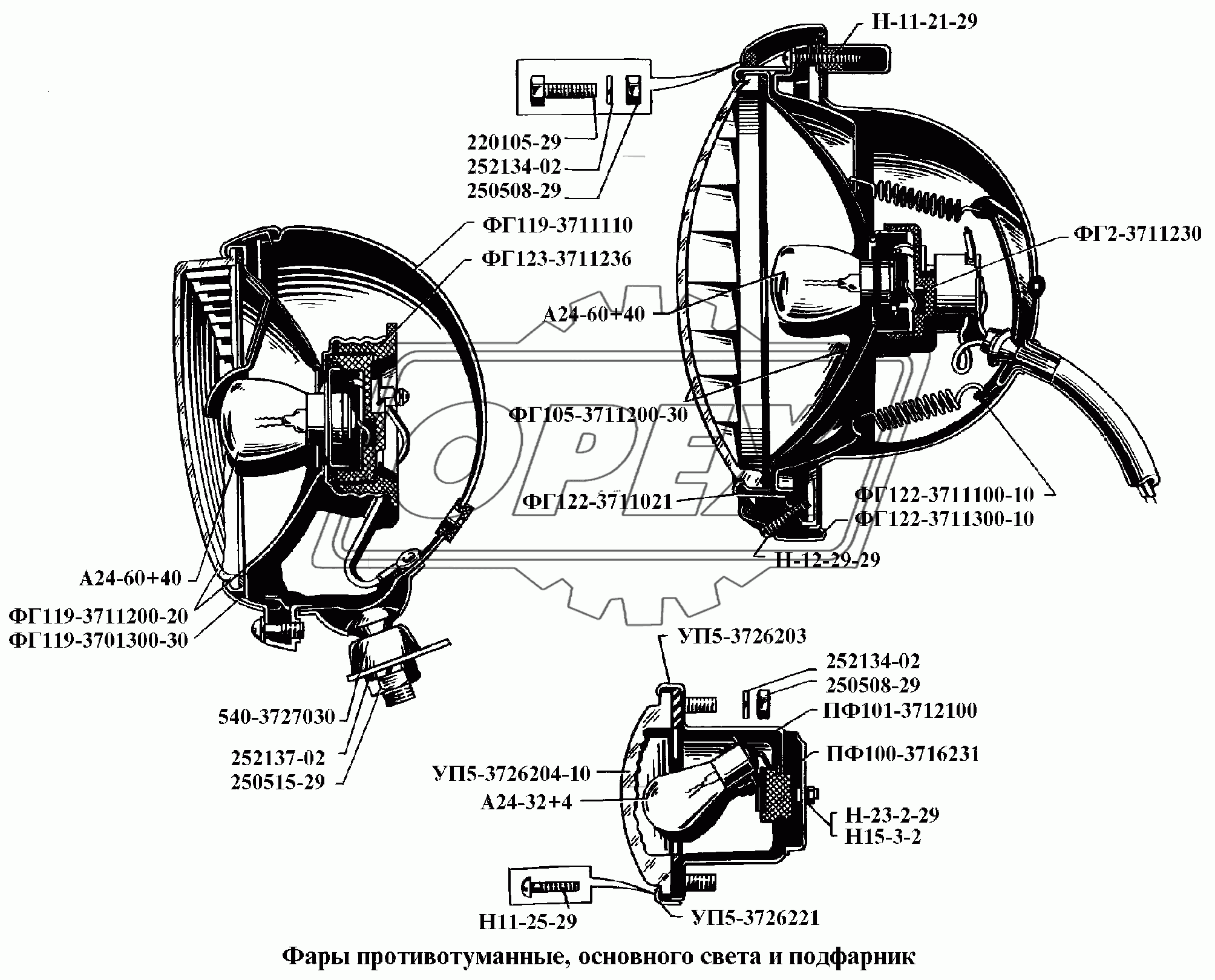 Фары противотуманные, основного света и подфарник