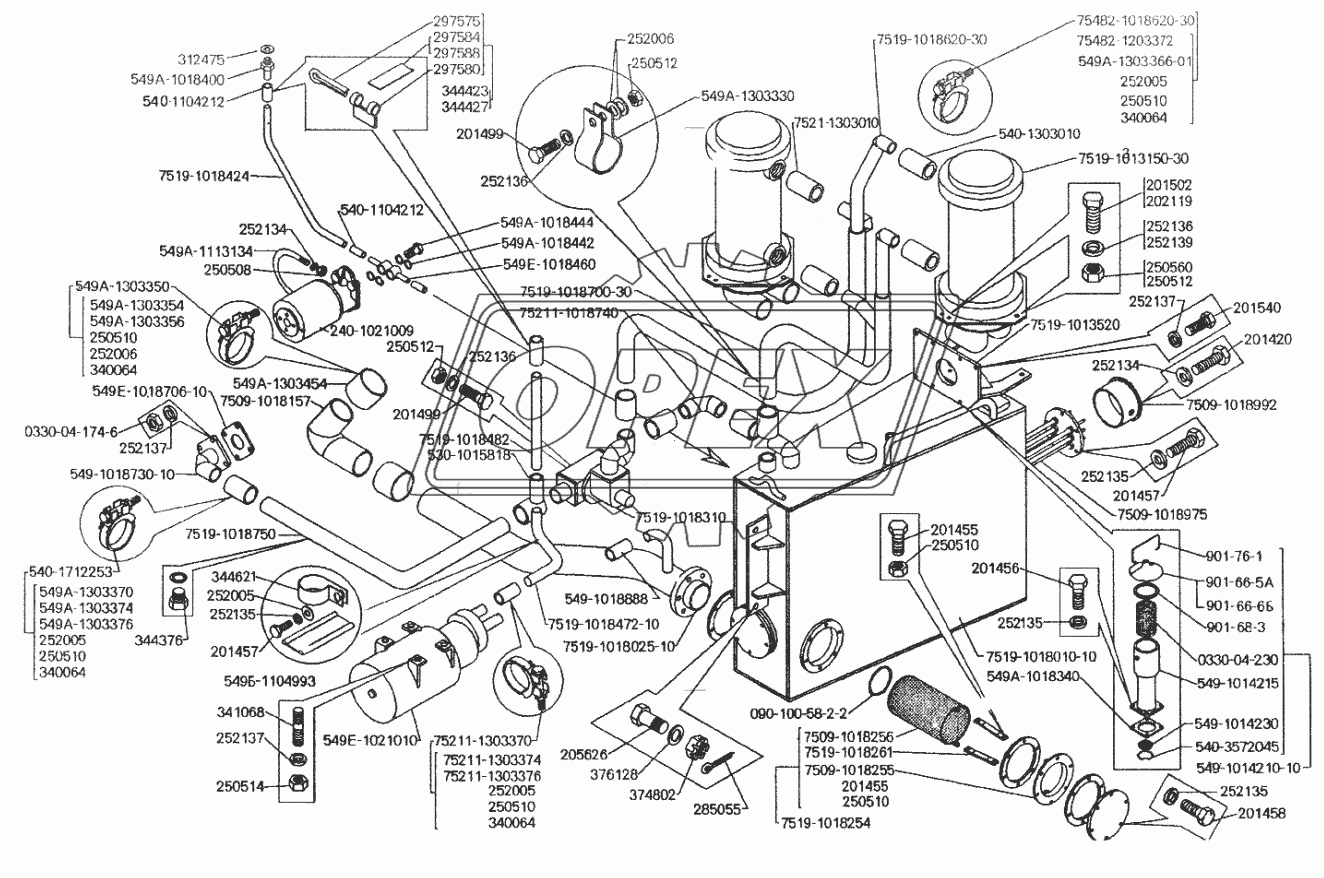 Маслопроводы двигателя БелАЗ-7512, 75123