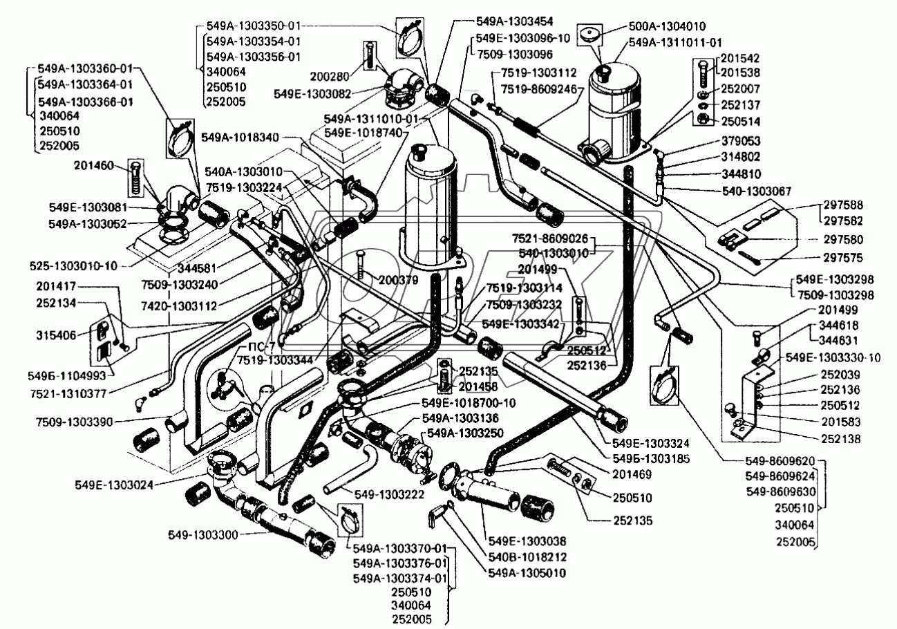 Трубопровода системы охлаждения БелАЗ-7549
