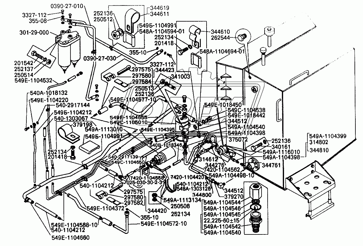 Топливные трубопроводы БелАЗ-7549