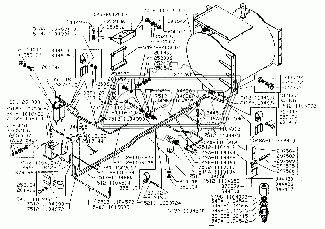 Топливные трубопроводы БелАЗ-7512,75123