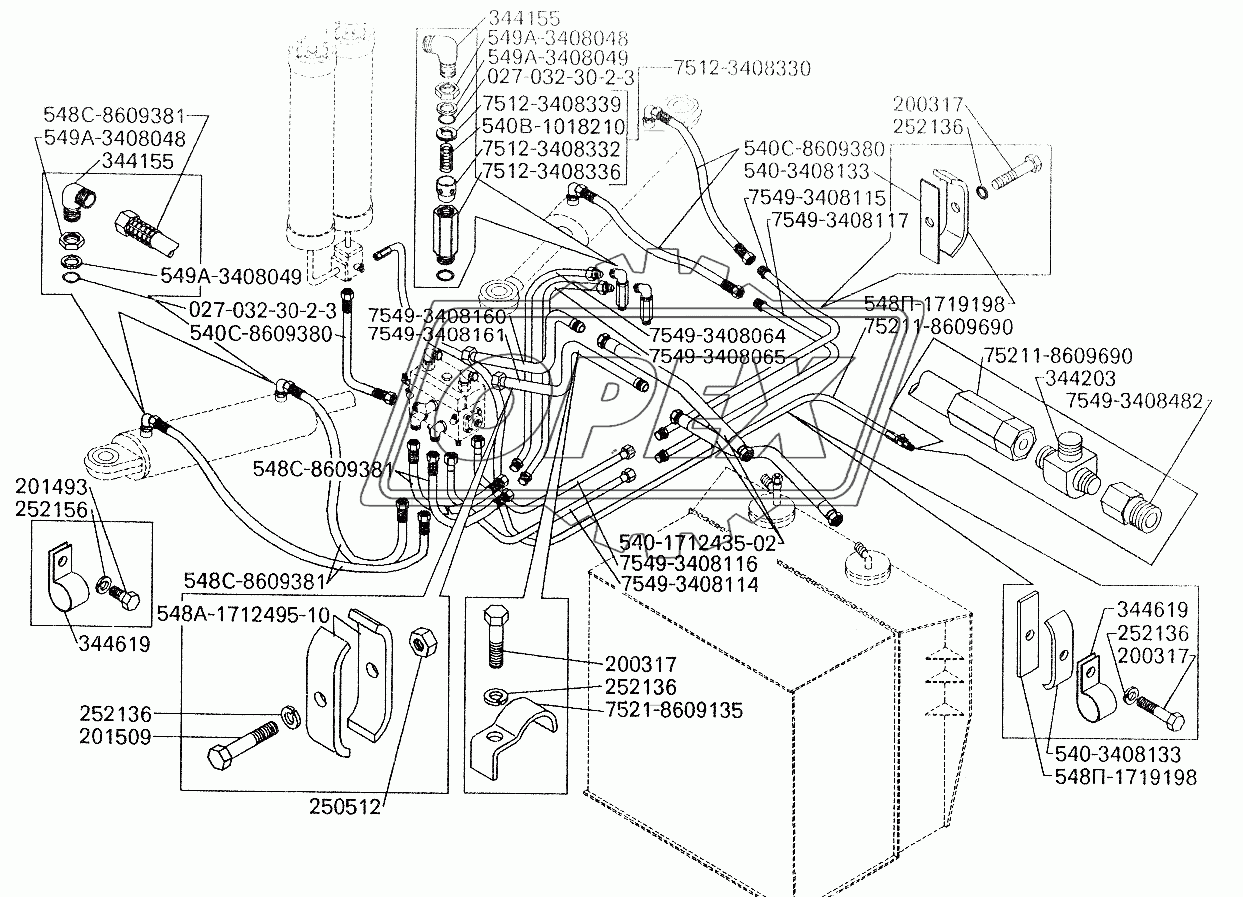 Трубопроводы рулевого управления БелАЗ-7549