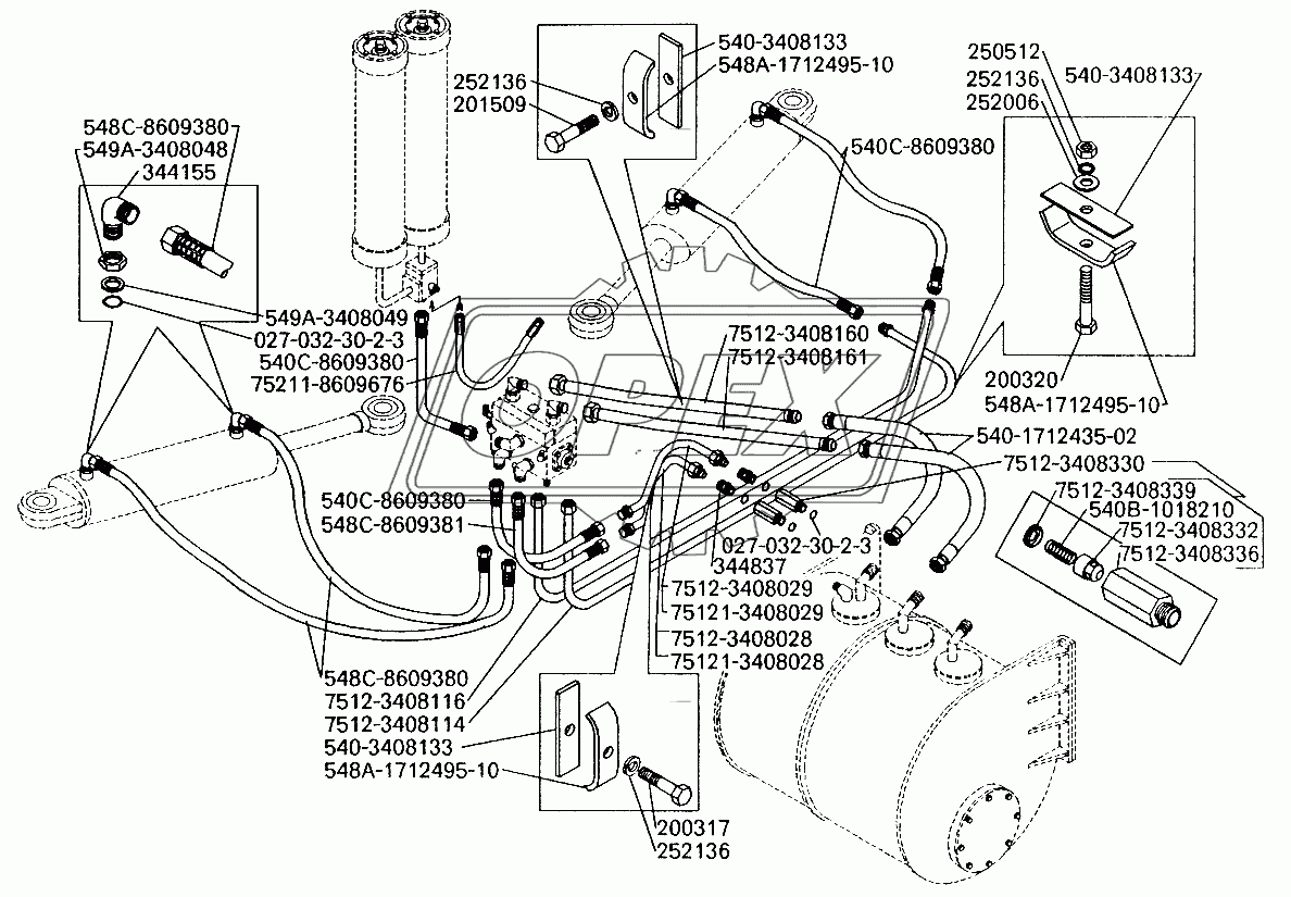 Трубопроводы рулевого управления БелАЗ-7512,75123