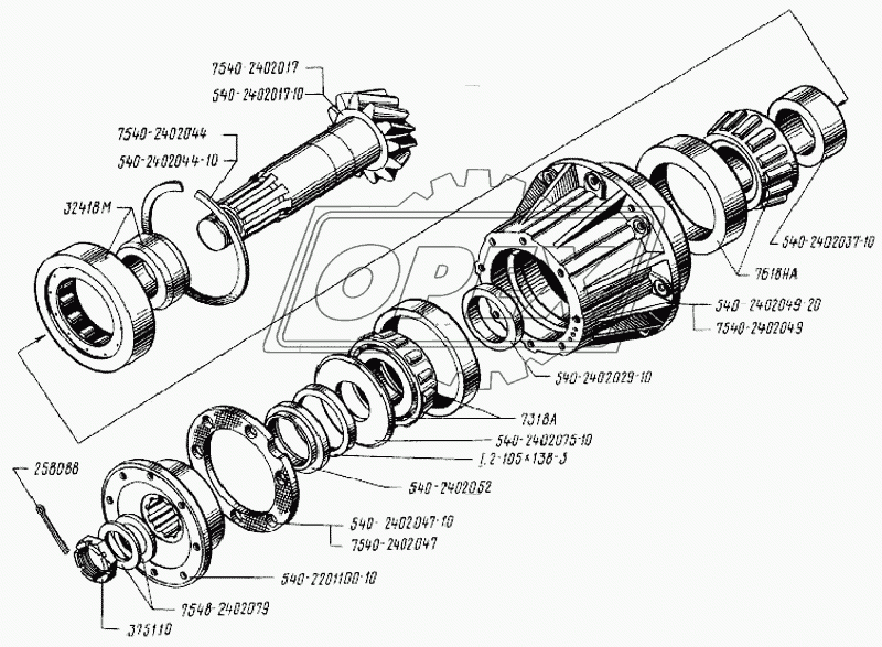 Ведущая шестерня главной передачи 1