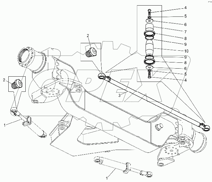 Установка цилиндров поворота и тяги рулевой трапеции