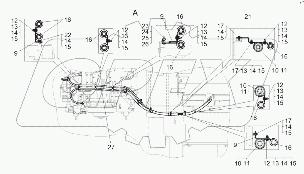  Установка трубопроводов отопителя (7531C-8100005-10)