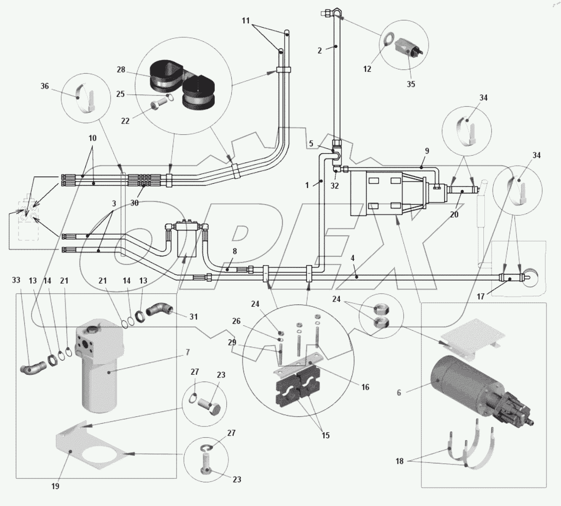  Установка трубопроводов рулевого управления 75406-3400002