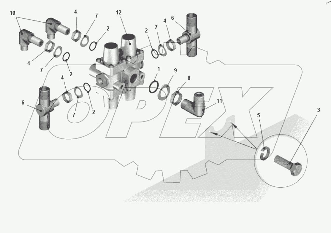  Установка клапана защитного четырехконтурного