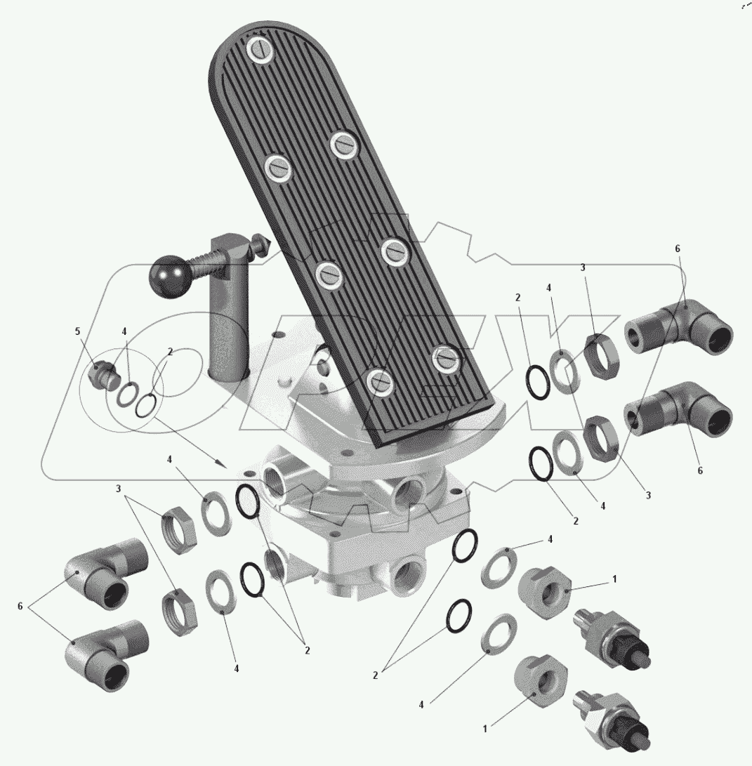  Установка крана управления рабочим тормозом