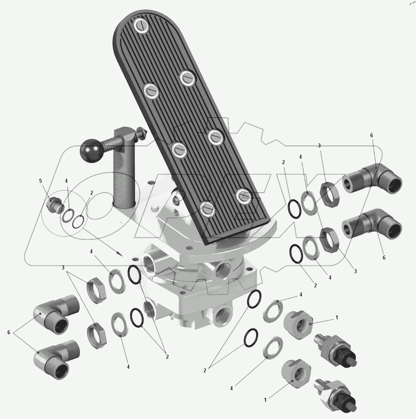  Установка крана управления рабочим тормозом