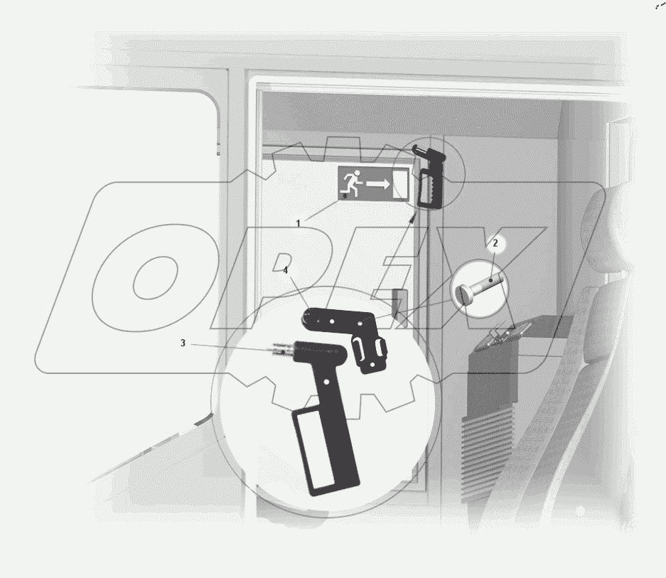  Установка молотка аварийного выхода 7547-5403100