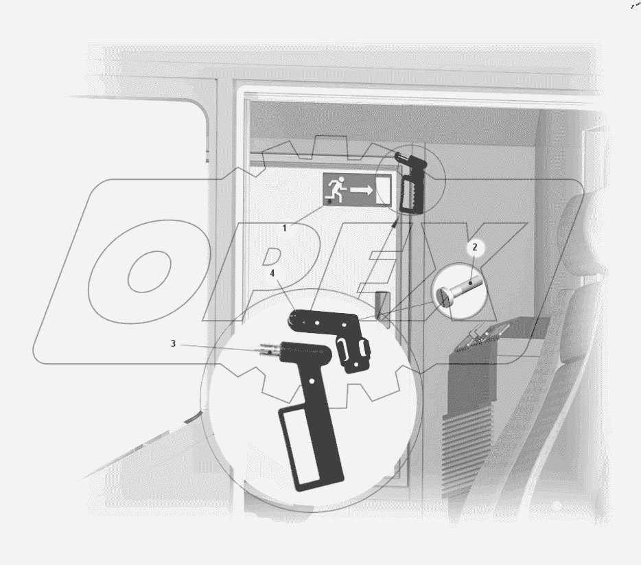  Установка молотка аварийного выхода 7547-5403100