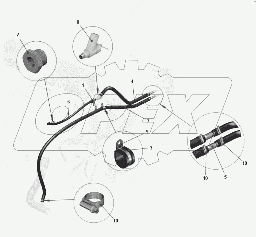  Установка трубопроводов отопителя 7540K-8100004