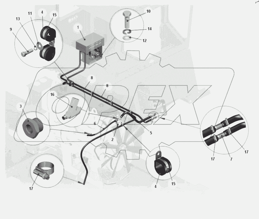  Установка трубопроводов отопителя 7540K-8100004-10