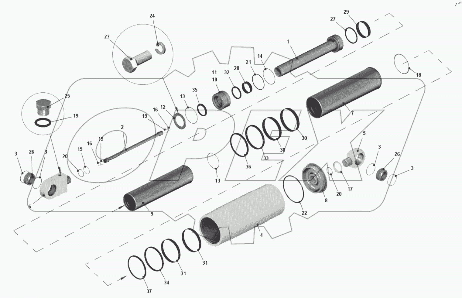  Цилиндр опрокидывающего механизма 7540B-8603010
