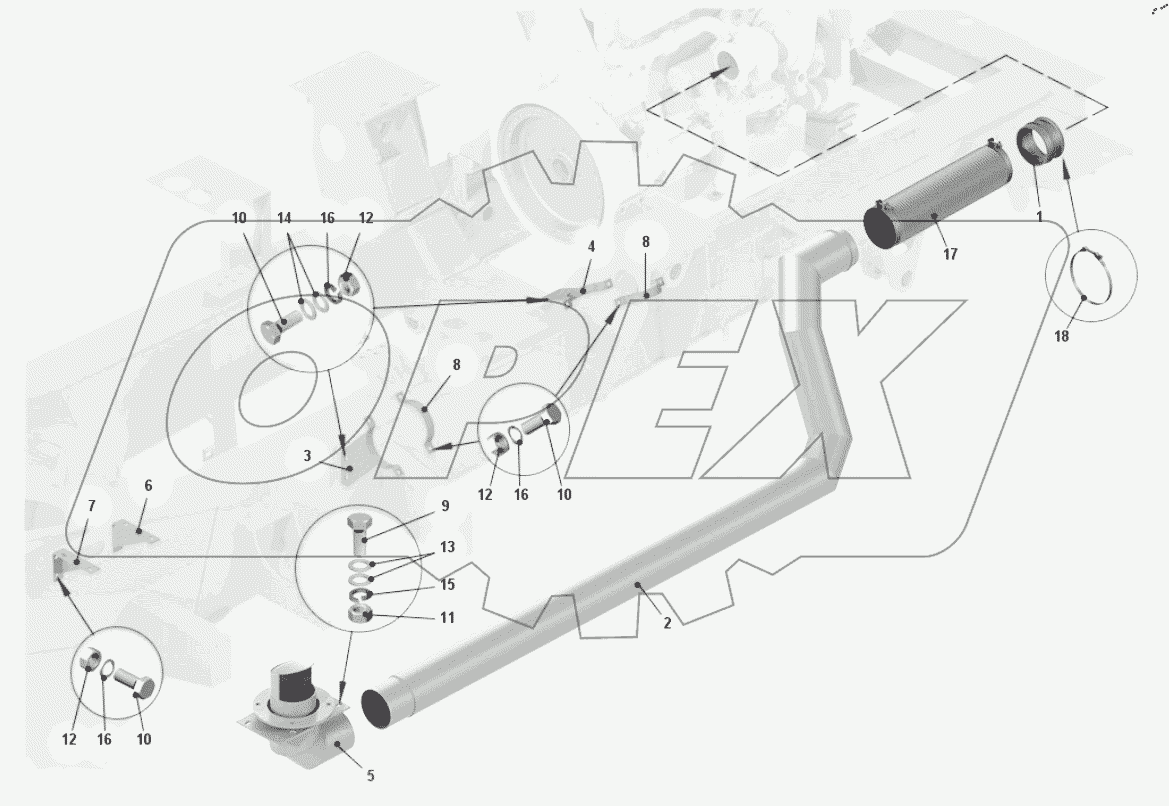  Установка системы выпуска отработавших газов