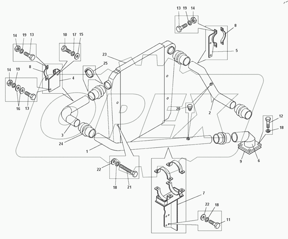  Установка системы охлаждения наддувочного воздуха 7540K-1323002