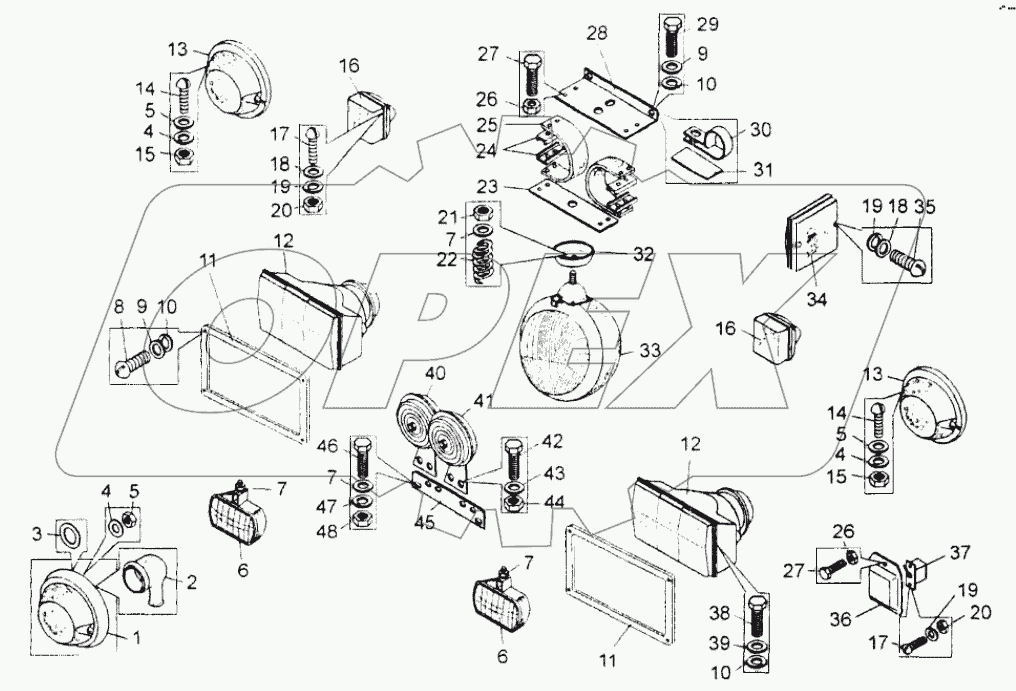  Установка фар и подфарников;Mounting of headlights