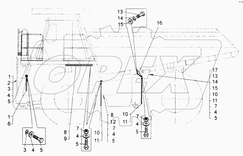  Установка брызговиков;Mounting of mud shields