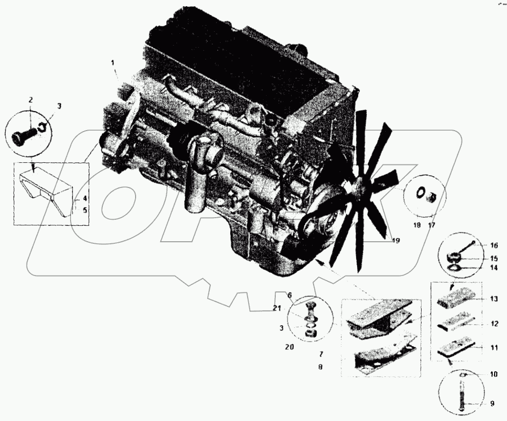  Двигатель с кронштейнами;Engine with brackets