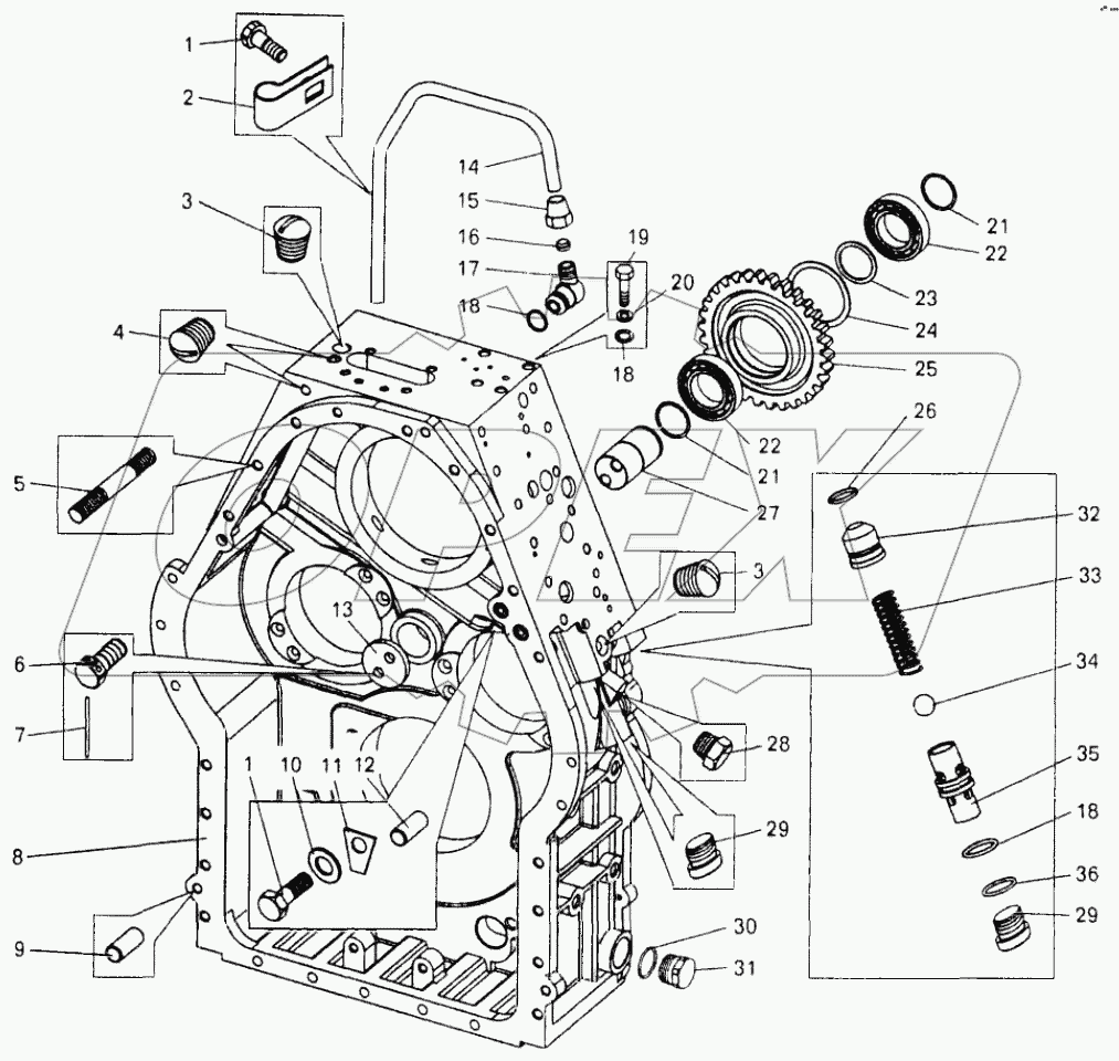  Картер гидромеханической передачи;Casing of hydromechanical gear