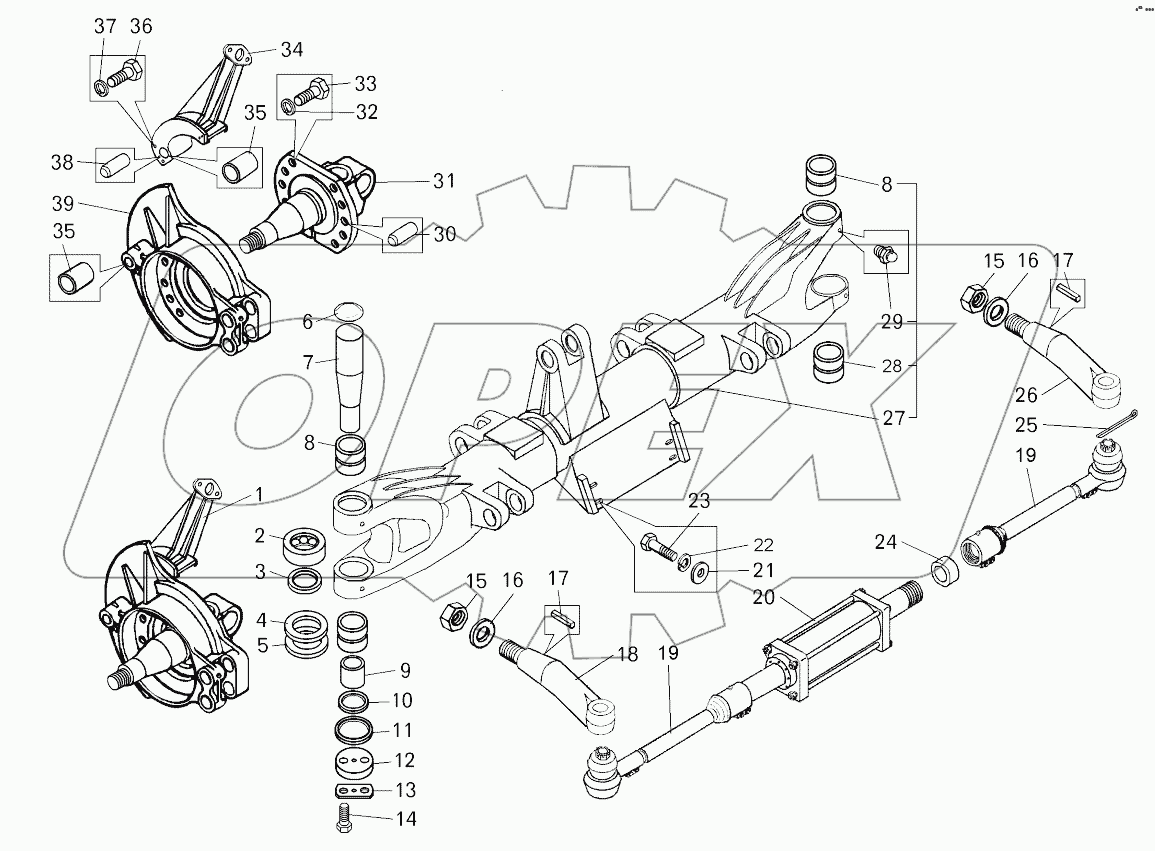  Детали передней оси;Front axle parts