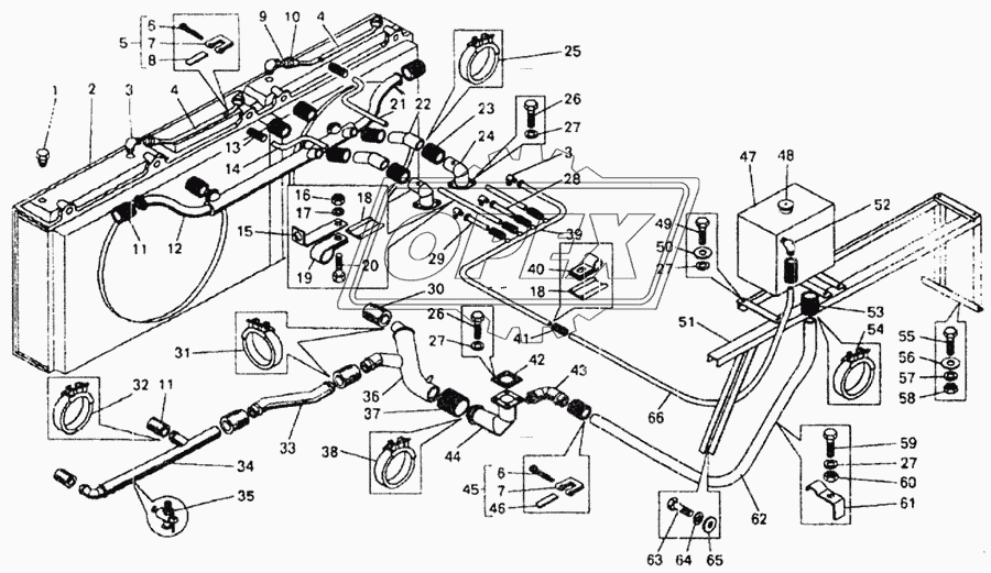 Трубопроводы системы охлаждения самосвала БелАЗ-75483