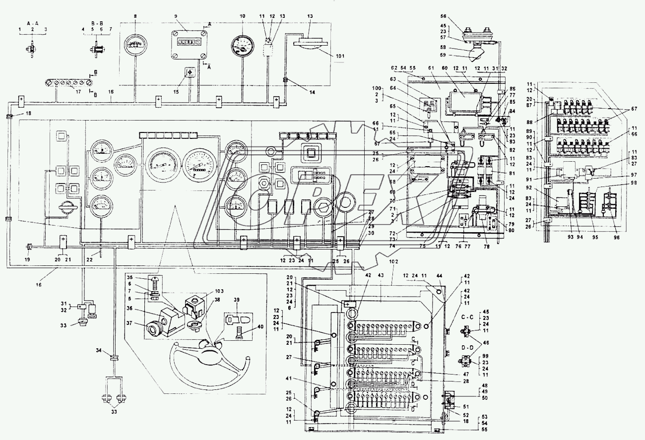 Схема электрооборудования (монтаж проводов в кабине БелАЗ-7555А)