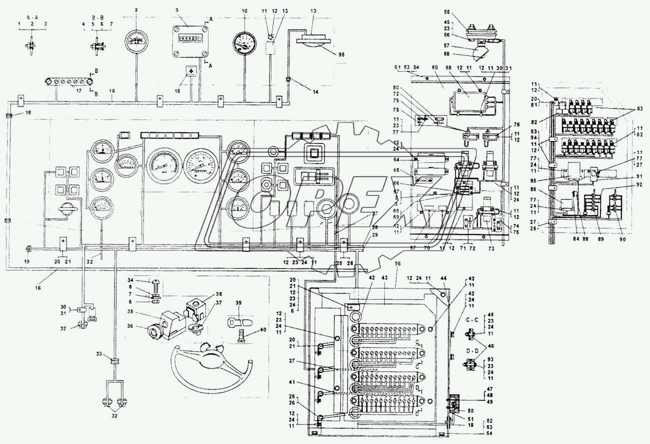 Схема электрооборудования (монтаж проводов в кабине БелАЗ-7555В)