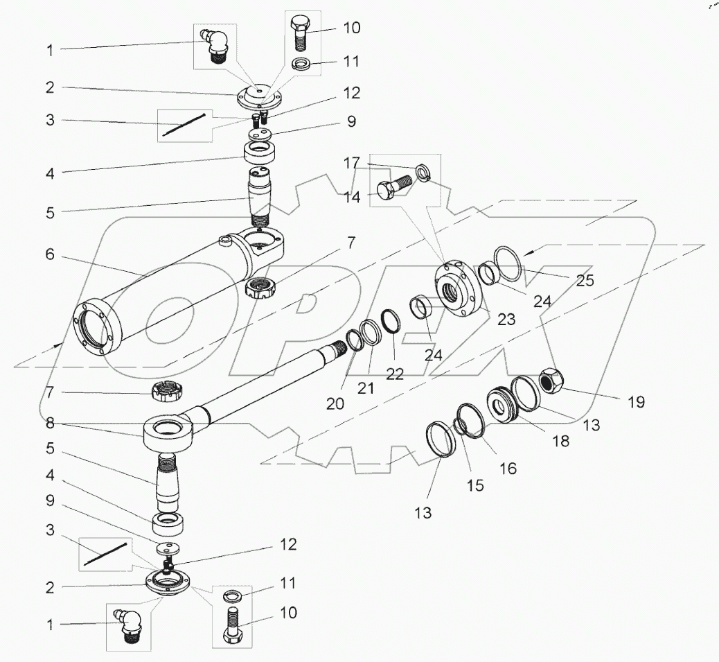  Цилиндр поворота (7555A-3429010);Steering cylinder