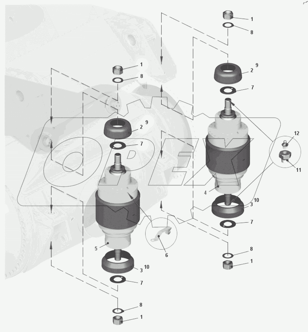  Установка цилиндров задней подвески