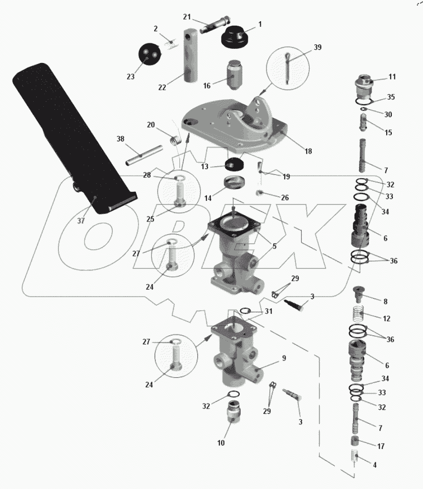  Кран управления тормозами 7555A-3514010-01