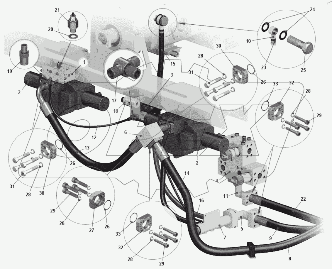 Установка трубопроводов опрокидывающего механизма Вид 5
