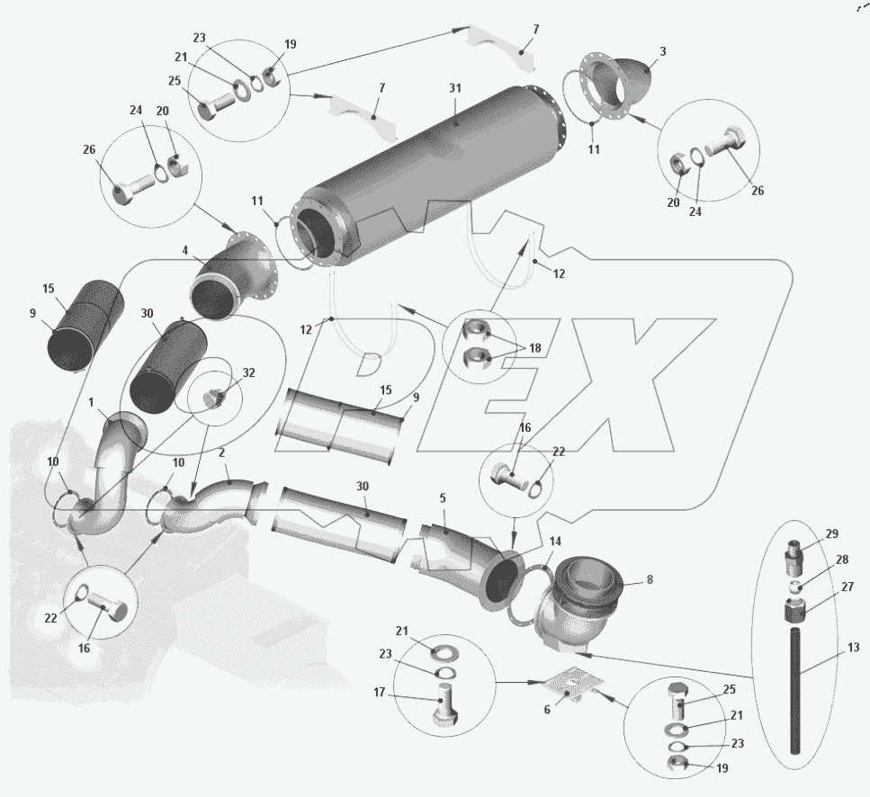  Установка системы выпуска отработавших газов 75604-1200003