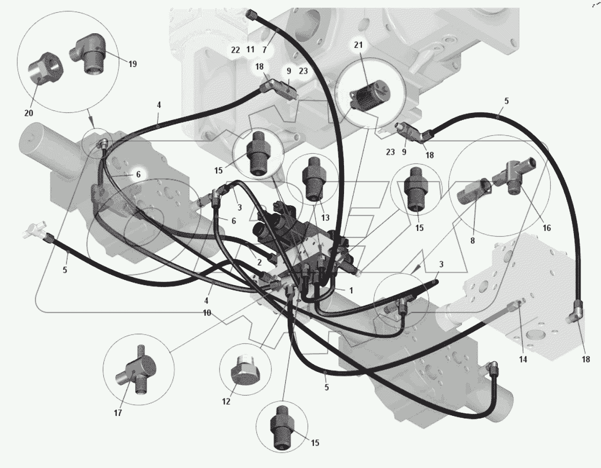  Установка трубопроводов опрокидывающего механизма Вид 7