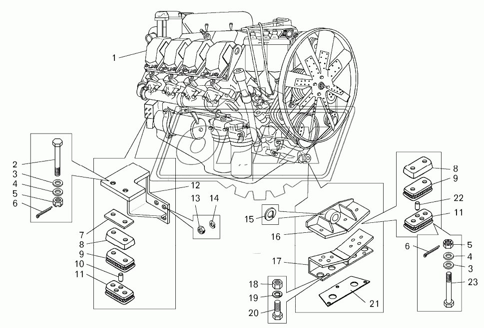 Установка двигателя на погрузчике БелАЗ-7822