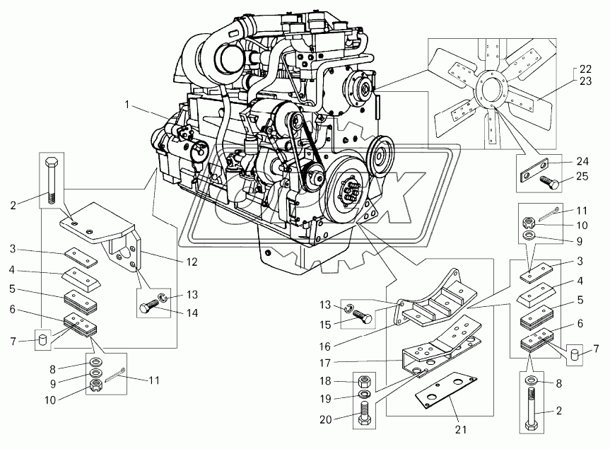 Установка двигателя на погрузчике БелАЗ-78221