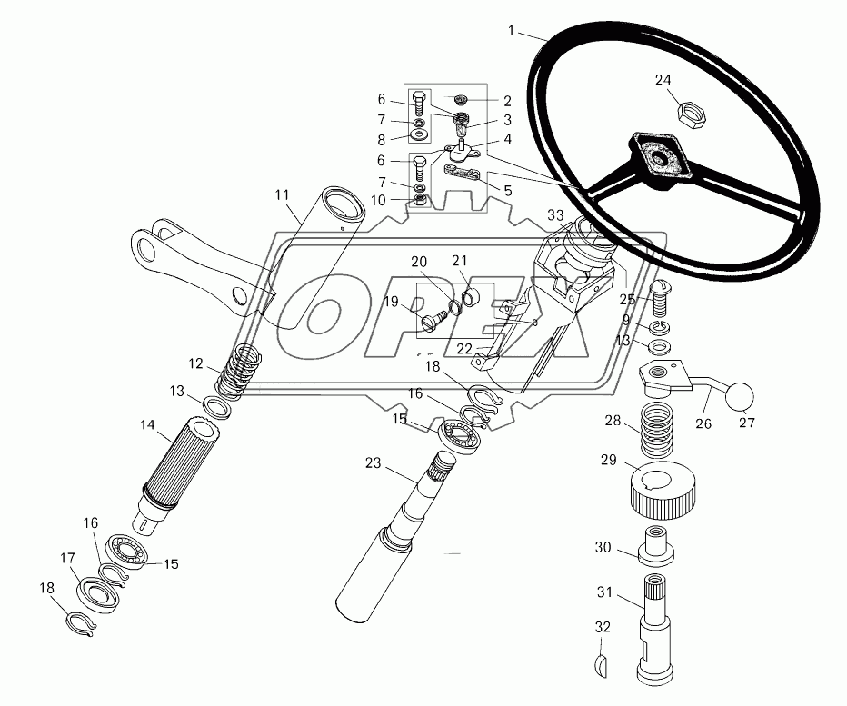 Колесо рулевое с ручкой и рулевая колонка
