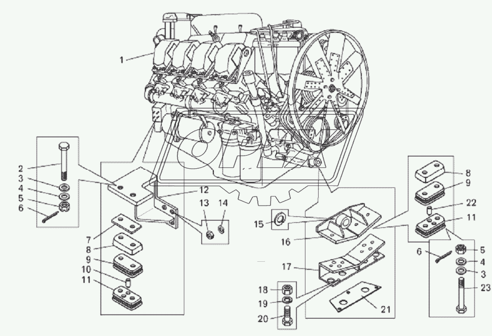 Установка двигателя на погрузчике БелАЗ-7822