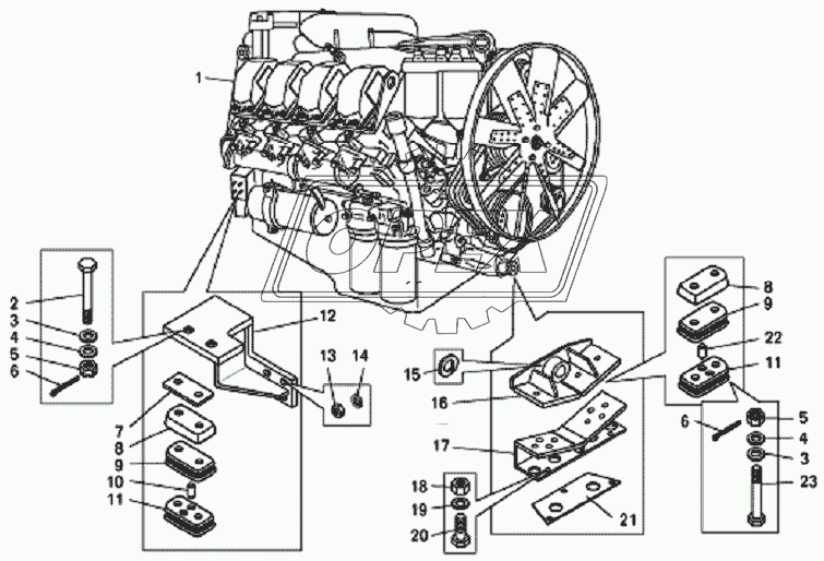 Установка двигателя на бульдозере БелАЗ-7823