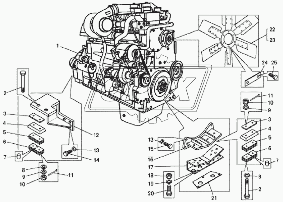 Установка двигателя на бульдозере БелАЗ-78231