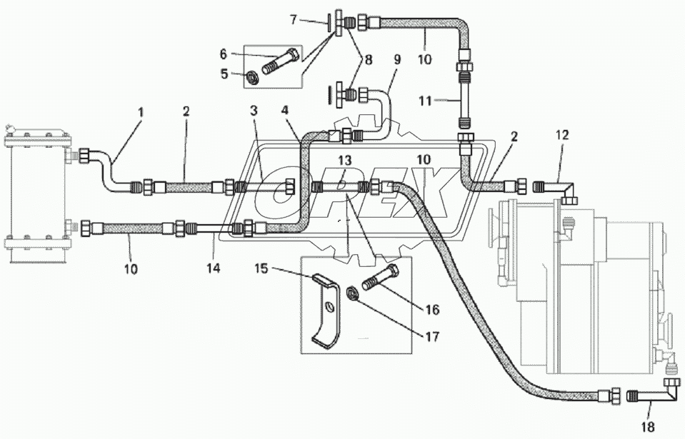 Трубопроводы и шланги гидромеханической передачи бульдозера БелАЗ-78231