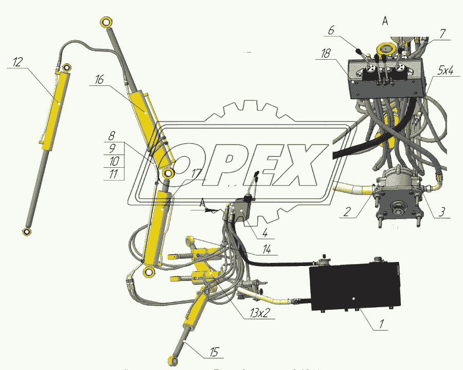 Общий вид и основные узлы гидрооборудования Э-05-09